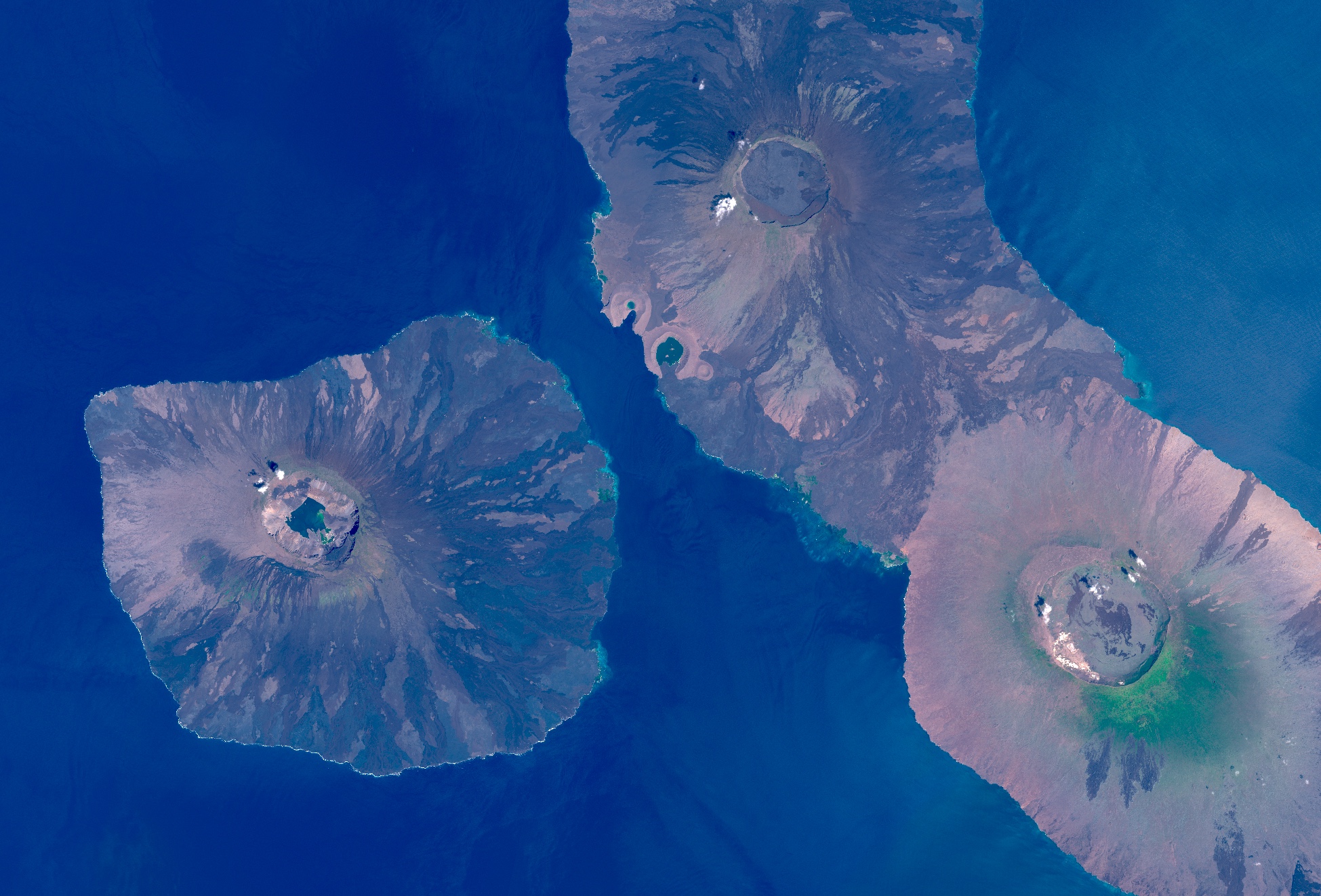 <i>Darwin, Alcedo and Le Cumbre (Fernandina) volcanoes, Galapagos, Ecuador 0.37°S 91.55°W (Sentinel 2, ESA)</i>